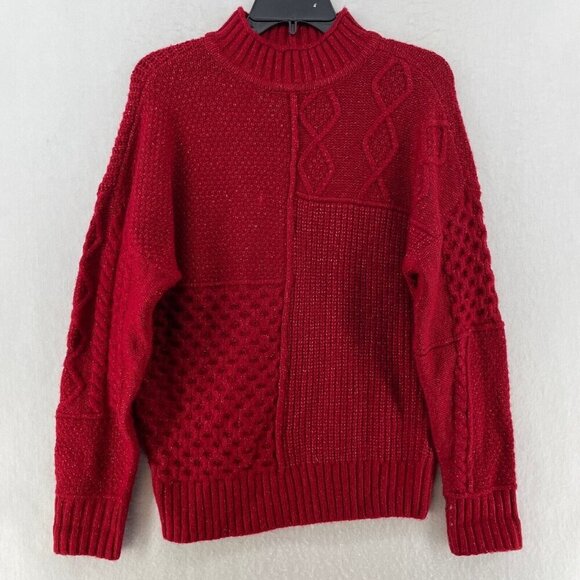 American Eagle Outfitters Sweater Women's XS Red Ribbed Knit Mock Neck Pullover - Picture 1 of 12